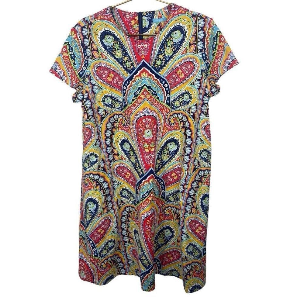 J. Mcglaughlin Catalina Cloth Printed Paisley‎ Shift Dress Size L